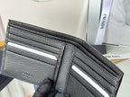 Pra 2M0513 Logo-Debossed Wallet 11cm Black lychee-grained cowhide