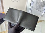 Pra 2M0513 Logo-Debossed Wallet 11cm Black lychee-grained cowhide