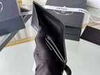Pra 1MV204 Small Wallet Black Silver Tone Saffiano & Smooth Leather