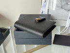 Pra 1MV204 Small Wallet Black Gold Tone Saffiano & Smooth Leather