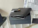 Pra 1MV204 Small Wallet Black Gold Tone Saffiano & Smooth Leather