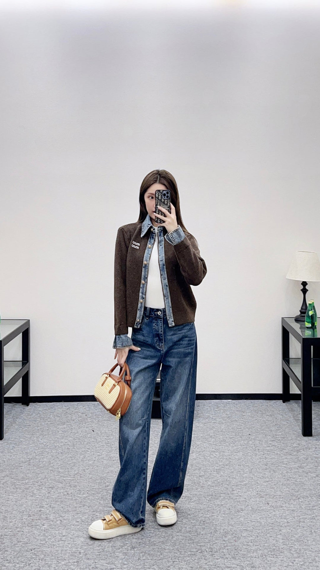 MIUMIU KNIT JACKET WITH DENIM STYLE 736