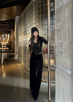 CHANEL 25S STRAIGHT-LEG VELVET PANTS 445
