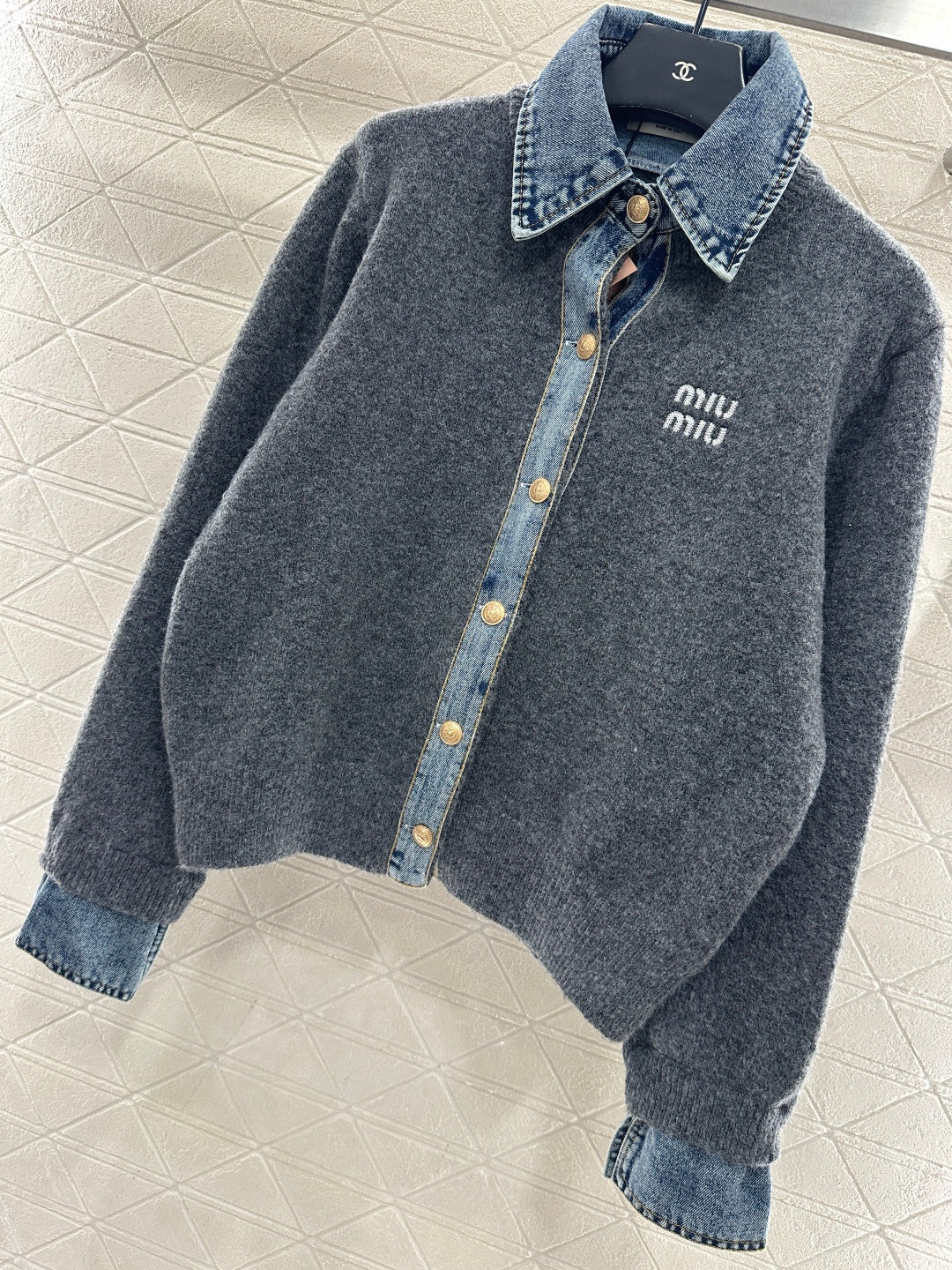MIUMIU KNIT JACKET WITH DENIM STYLE 735
