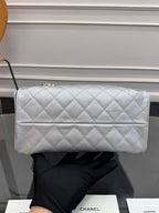 CHANEL 25S HOBO BAG 30 IN SILVER CAVIAR WITH GOLD HARDWARE