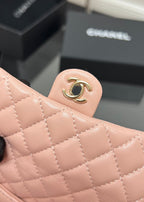 CHANEL 25S FLAP CHARM BAG 13 IN PEACH PINK LAMBSKIN