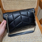 YSL Loulou Puffer Quilted Bag Black Silver Lambskin 338827