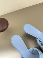 BLINK HIGH 5 CM MULE IN CERULEAN BLUE INTRECCIATO LEATHER