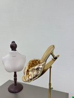 BLINK HIGH 5 CM MULE IN GOLD INTRECCIATO LEATHER