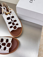 CELINE 25S BILLIE CHUNKY SANDAL IN WHITE CALFSKIN AND TEXTILE