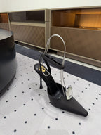 HARLOW PUMPS IN BLACK SATIN CREPE AND CRYSTALS