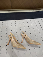 HIGH HEELS SLINGBACK IN CAMEL BEIGE LAMB SUEDE 10 CM