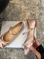 DIOR 25S LOVELY‑D BALLET FLAT 10MM IN NUDE SATIN