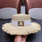 WIDE BRIM HAT MODEL 651884 IN BEIGE WOVEN STRAW