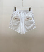 HERMES 25S EMBROIDERED SHORTS 158