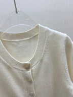 CHANEL 25S SHORT-SLEEVE ROUND-NECK KNIT CARDIGAN 317