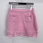 CHANEL 25S KNITTED LACE MIDI SKIRT 414