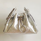 CC 2025 Hobo Bag Silver 22cm Metallic Grained Calfskin