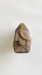 Chanel 2026 Hobo Bag 22cm Light Grey Suede