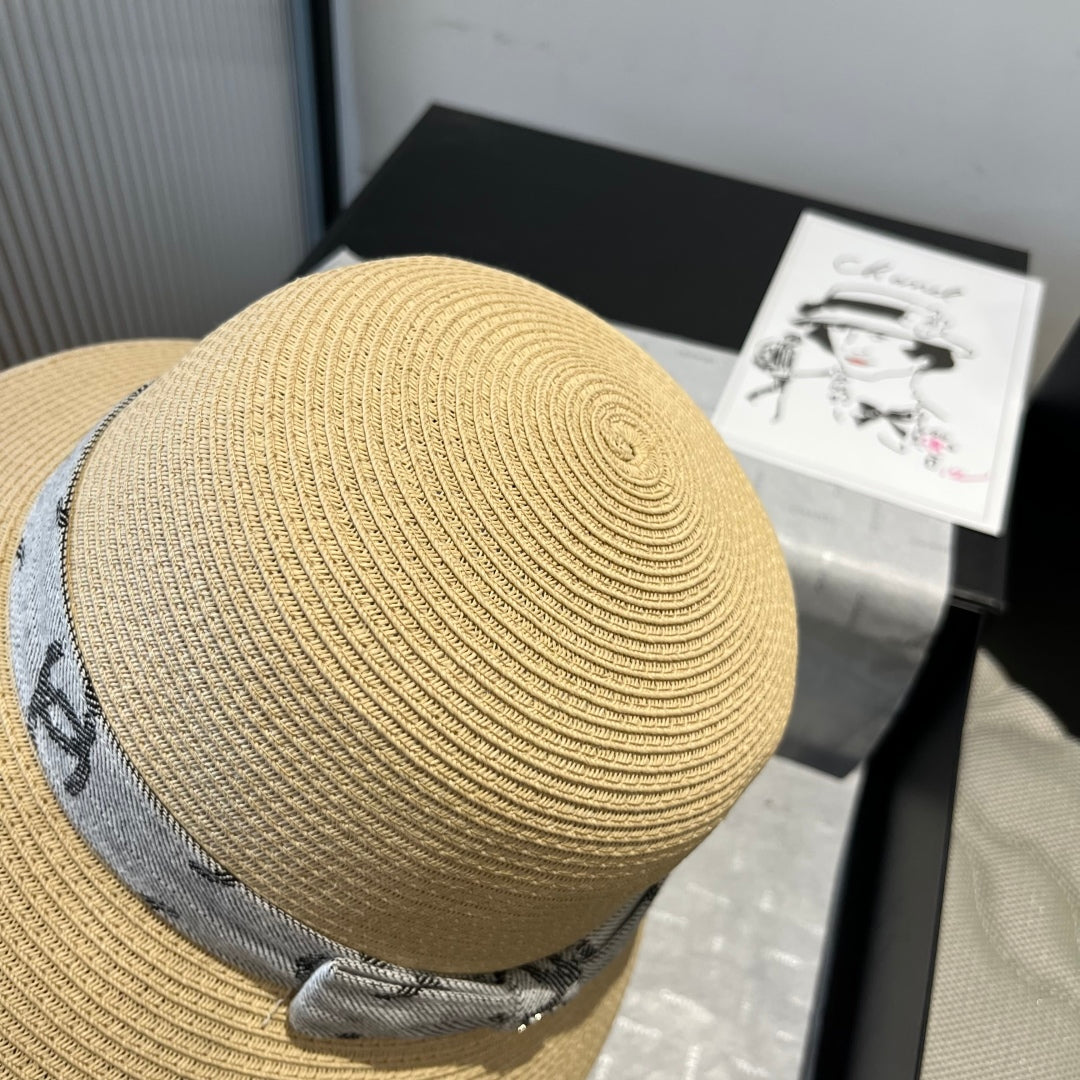 STRAW BUCKET HAT IN BEIGE WITH RIBBON BOW 673979