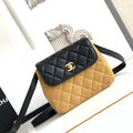 CC 25A Shoulder Bag 18.5cm Brown Black Suede