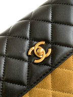CC 25A Shoulder Bag 18.5cm Brown Black Suede