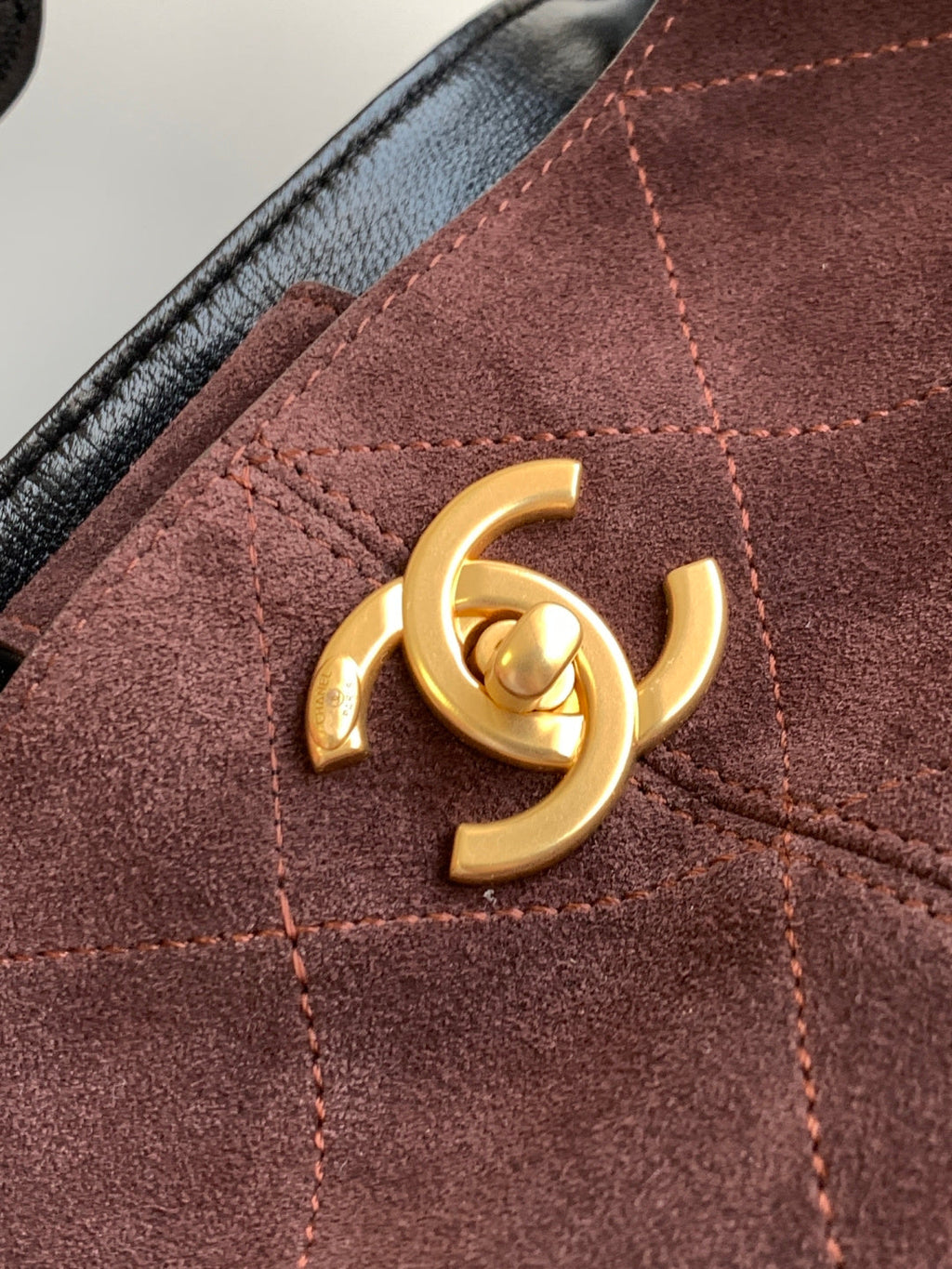 Chanel 2026 Shopping Bag 36cm Burgundy Black Suede Calfskin 348236