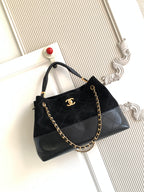 Chanel 2026 Stitched Shopping Bag 36cm Black Suede Calfskin 348237