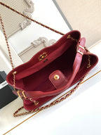 Chanel 2026 Stitched Shopping Bag 36cm Red Calfskin 348239