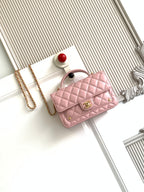 CC Handle Bag 19cm Double C Pink Lambskin Gold Hardware