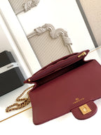 CC Handle Bag 19cm Double C Burgundy Lambskin Gold Hardware