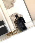 CC Handle Bag 19cm Double C Black Lambskin Gold Hardware