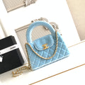 CC 24A Nano 19cm kelly shopping bag light blue velvet