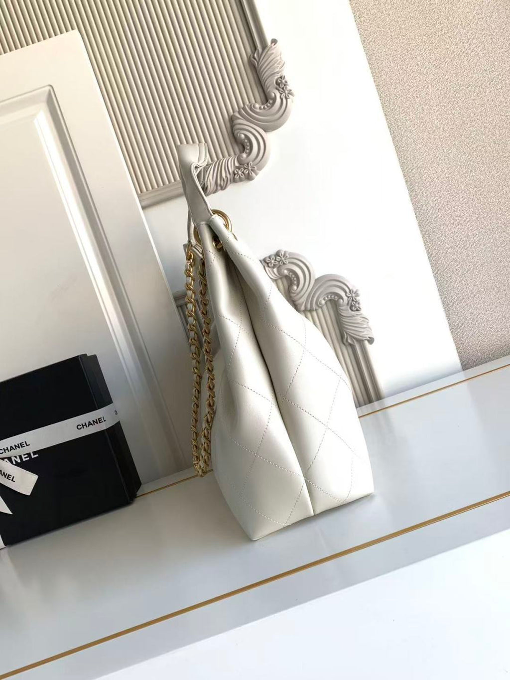 Chanel 2026 Hippie Hobo Bag 35cm White Calfskin 326214