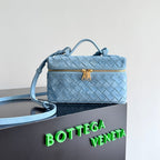 BV Bang Bang Crossbody Bag 22cm Blue Intrecciato Suede