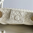 BV Basket Handbag 31cm White Intrecciato Leather