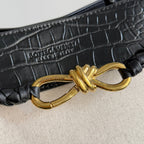 BOTTEGA VENETA 25S MEDIUM ANDIAMO 32 IN IVORY BLACK CALFSKIN AND CANVAS