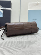 PRADA 25S BONNIE MINI HANDBAG 23 IN DARK BROWN CALFSKIN GOLD HARDWARE