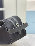 PRADA 25S CLUTCH BAG 22 IN BLACK NYLON SILVER HARDWARE