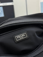 PRADA 25S CLUTCH BAG 22 IN BLACK NYLON SILVER HARDWARE