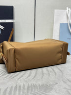 PRADA 25S EXPLORE LARGE RE-NYLON SHOULDER BAG 32 IN BRANDY WITH FLAP