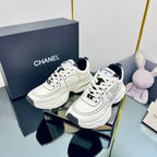 TRAINERS SNEAKER IN WHITE CALFSKIN WITH BLACK EMBROIDERED