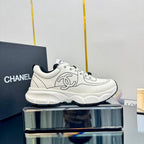 TRAINERS SNEAKER IN WHITE CALFSKIN WITH BLACK EMBROIDERED