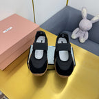 BALLERINAS SHOES IN BLACK TYRE TECHNICAL FABRIC AND SUEDE