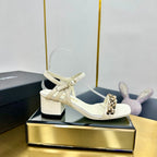 CC HIGH SANDAL 25S IN CREAM WHITE CALFSKIN