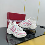 VIV' RUN SNEAKERS IN WHITE TECHNICAL FABRIC WITH PINK AND LIGHT BLUE CALFSKIN