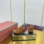 LP BLOCK HEEL SANDALS 25S IN BROWN SUEDE