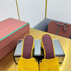 LP BLOCK HEEL SANDALS 25S IN DARK YELLOW SUEDE