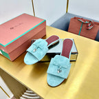 LP SANDALS 25S IN POWDER BLUE SUEDE WITH SILVER HARDWARE