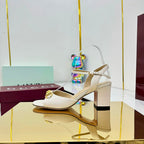 GG HEELED SANDALS 25S 65 MM IN CREAM WHITE LAMBSKIN WITH GOLD HARDWARE
